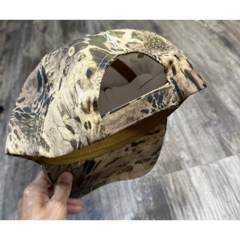 USA Flag Strap Back Baseball Hat One Size Camo Embroidered Hunting Fishing Pugs - Picture 5 of 6